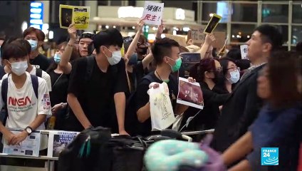 Hong Kong Protest France 24 reporter Daniel Quinlan at international airport