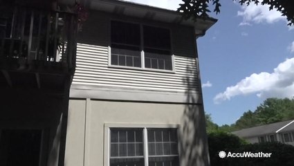 Luckily walls were the only thing that cracked after lightning struck this home