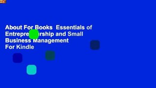 About For Books  Essentials of Entrepreneurship and Small Business Management  For Kindle