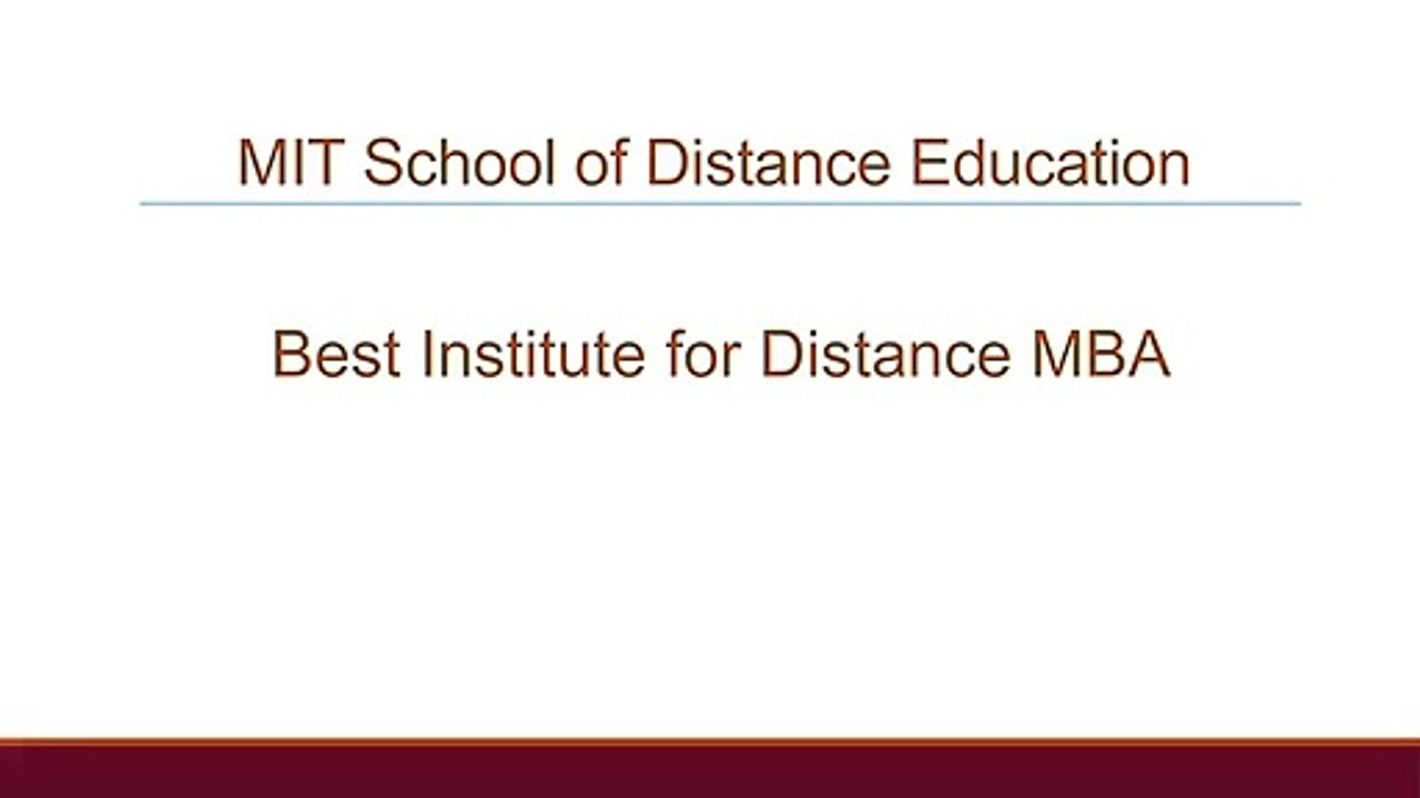 Best Institute for Distance MBA - MIT School of Distance Education