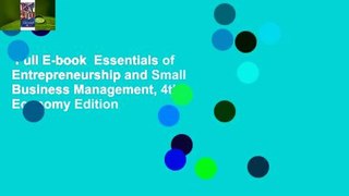 Full E-book  Essentials of Entrepreneurship and Small Business Management, 4th Economy Edition