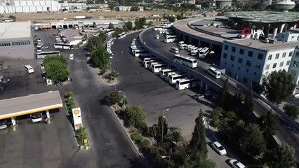 İzmir Otogarı'nda bayram yoğunluğu havadan görüntülendi