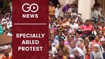 Massive Protest By Specially Abled Persons