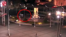 Polisten kaçan araç Cumhuriyet Anıtı’na çarpıyordu