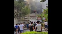 Report TV - Tiranë Zjarr në një pallat në zonën e '21 Dhjetorit'