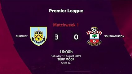 Match report between Burnley and Southampton Round 1 Premier League