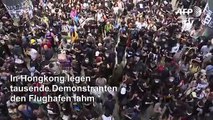 Hongkong: Tausende Demonstranten legen Flughafen lahm