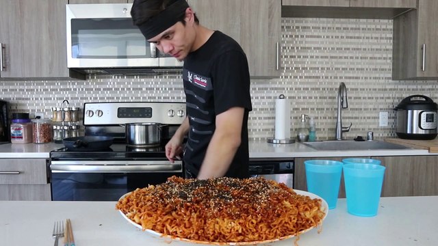 Most Korean Fire Noodles Ever Eaten (x15 Packs) | 불닭 볶음면 도전
