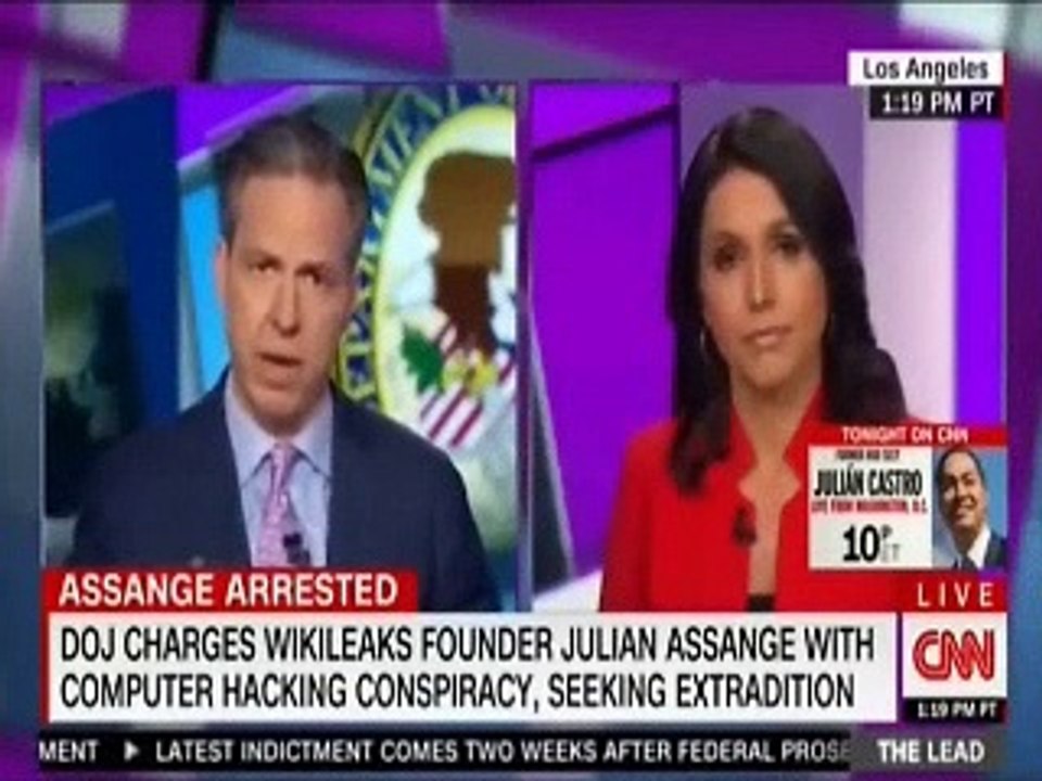 Tulsi Gabbard Schools CNN's Jake Tapper On Wikileaks/Assange Arrest And More (4/11/19)