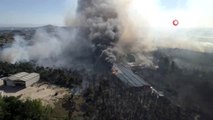 Gebze'de orman ve çalılık yangını havadan görüntülendi