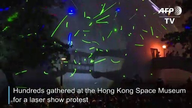 Hong Kong protesters gather for 'laser show' rally