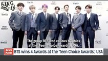 [ENG] 190812 Yonhap News TV - BTS wins 4 Awards at the 'Teen Choice Awards', USA