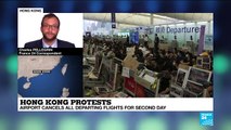 Hong Kong airport cancels departing flights for second day as protests continue
