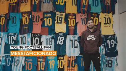 Young Football Fan: This guy knows what he wants and it's Messi jerseys