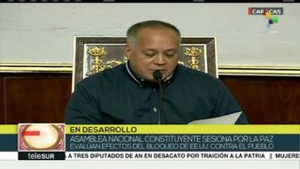 Pdte de ANC lee carta que enviarán a ONU para rechazar bloqueo de EEUU