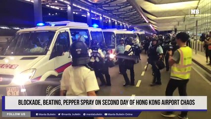 Blockade, beating, pepper spray on second day of Hong Kong airport chaos