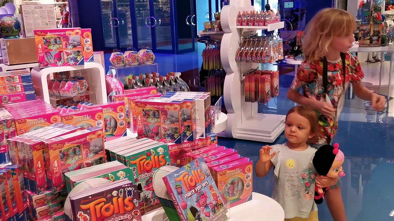 Little Mia and her brother Oleg exploring rides in Motiongate Dubai. Dubai parks and resorts.