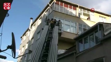 Oğluyla kavga ederken 5. kattan yan binanın çatısına düştü