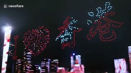 Hundreds of drones display 'I love Hong Kong' message above China's Shenzhen