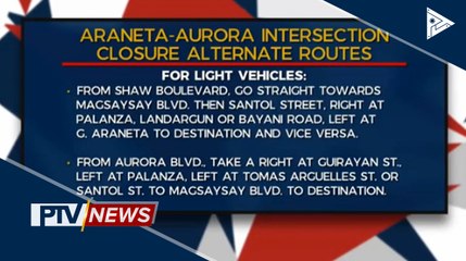 Araneta-Aurora intersection, pansamantalang isasara bukas