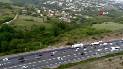 Kurban Bayramı dönüş yoğunluğu havadan görüntülendi