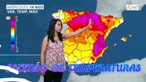 #TusNoticiasEltiempoHoy AEMET Ascenso de Temperaturas Miércoles 14 de Agosto de 2019