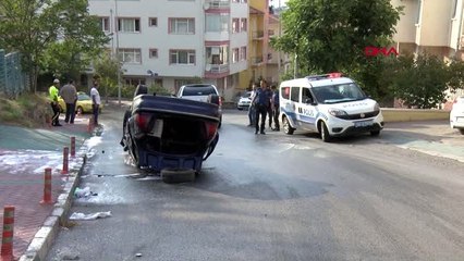 ANKARA'DA SÜRÜCÜSÜNÜN KONTROLÜNÜ KAYBEDEREK TAKLA ATAN OTOMOBİLDEKİ 5 KİŞİ YARALANDI
