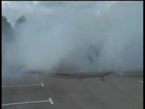 Hot Rod Burnout Donuts on a Parking