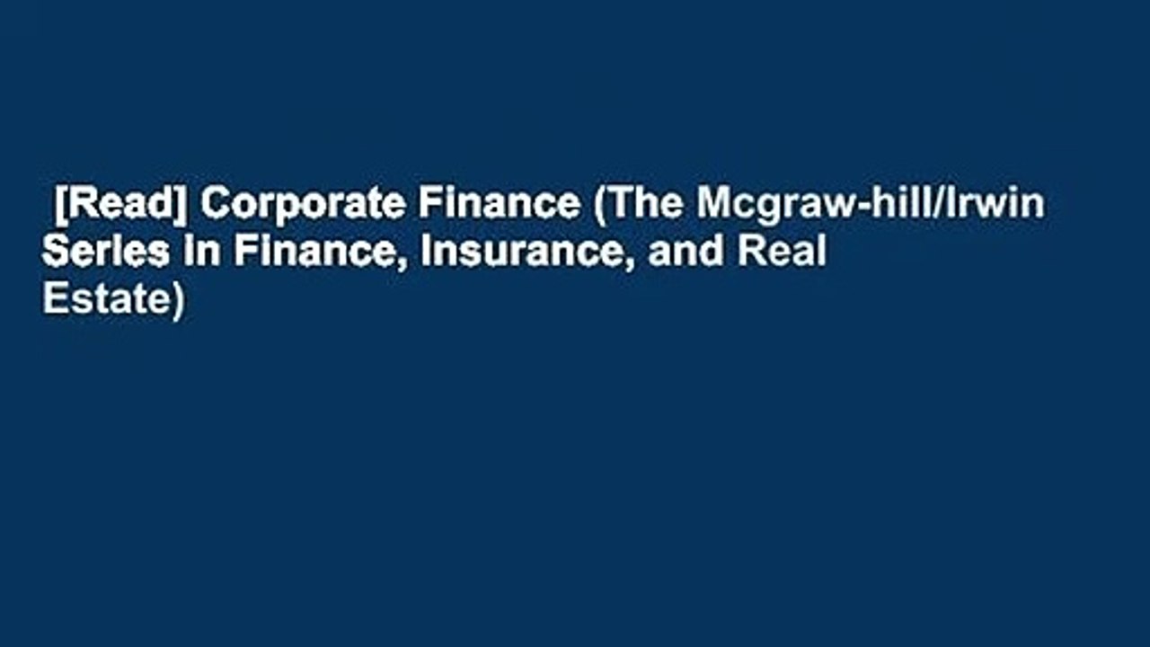 [Read] Corporate Finance (The Mcgraw-hill/Irwin Series in Finance, Insurance, and Real Estate)