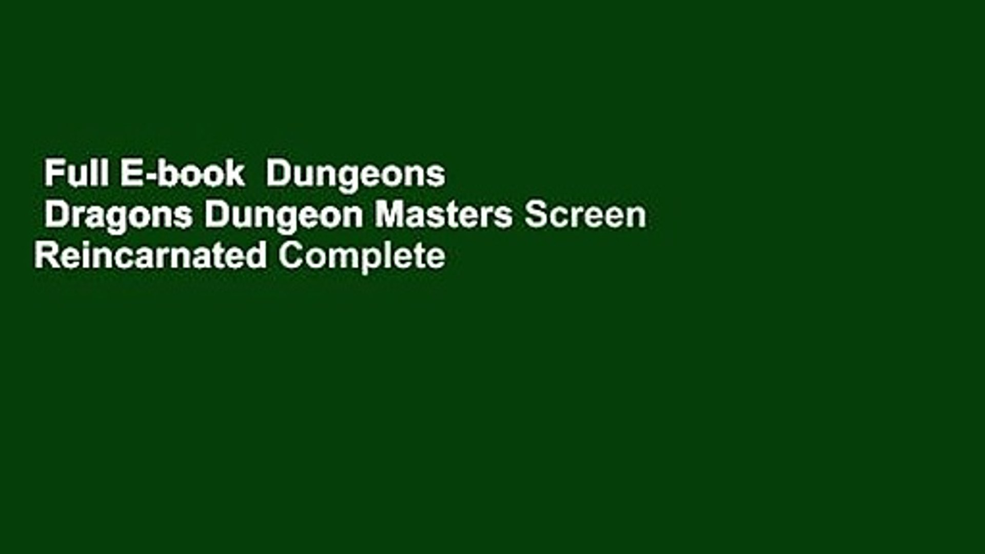 Full E Book Dungeons Dragons Dungeon Masters Screen Reincarnated Complete