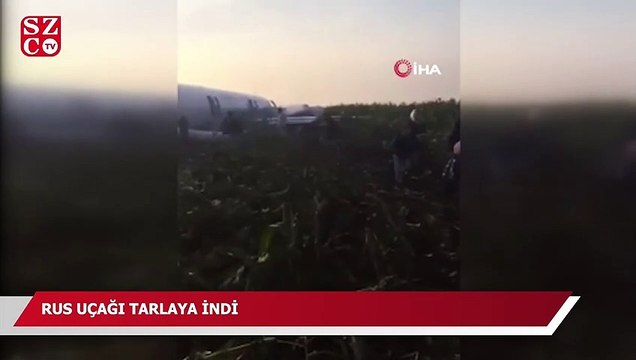 Havada korku dolu anlar… Rus uçağı tarlaya indi!