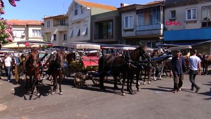 İSTANBUL-BÜYÜKADA'DA FAYTONCULAR İLE AKÜLÜ ARAÇ SAHİPLERİ ARASINDAKİ KAVGA KAMERADA