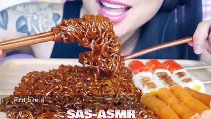 Download Video: ASMR FIRE NOODLES + SPICY BLACKBEAN NOODLES (SOFT STICKY EATING SOUNDS) NO TALKI