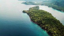 Aerial shot of a beautiful uninhabited island!