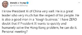Trump'tan Çin Devlet Başkanı'na 'Hong Kong' mesajı
