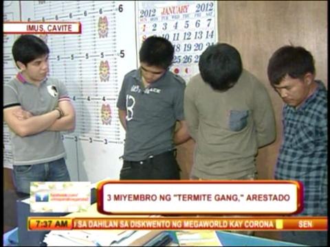 3 'Termite Gang' members nabbed in Cavite