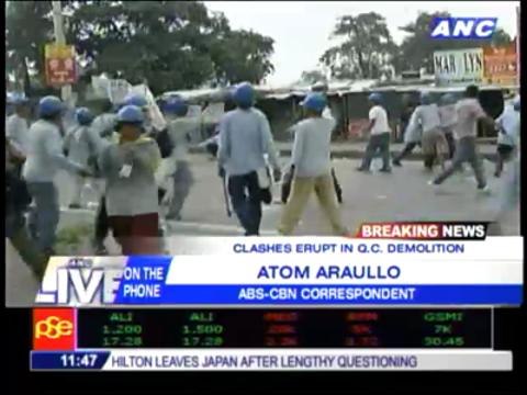 Clashes erupt in Q.C. demolition