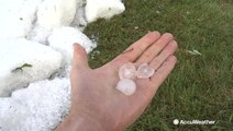 Severe storms in Michigan leave large hail accumulation, damage to crops