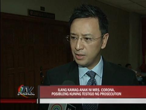 Corona's in-laws eyed as prosecution witnesses