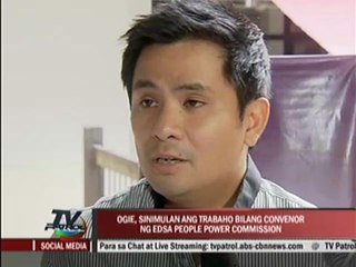 Ogie starts work as EDSA People Power convenor