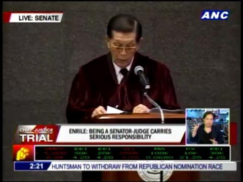 Opening statement of Senate President Juan Ponce Enrile