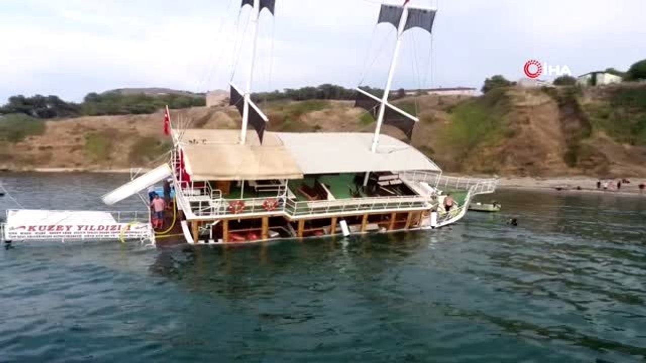 Sinop'ta karaya oturan gezi teknesini kurtarma...