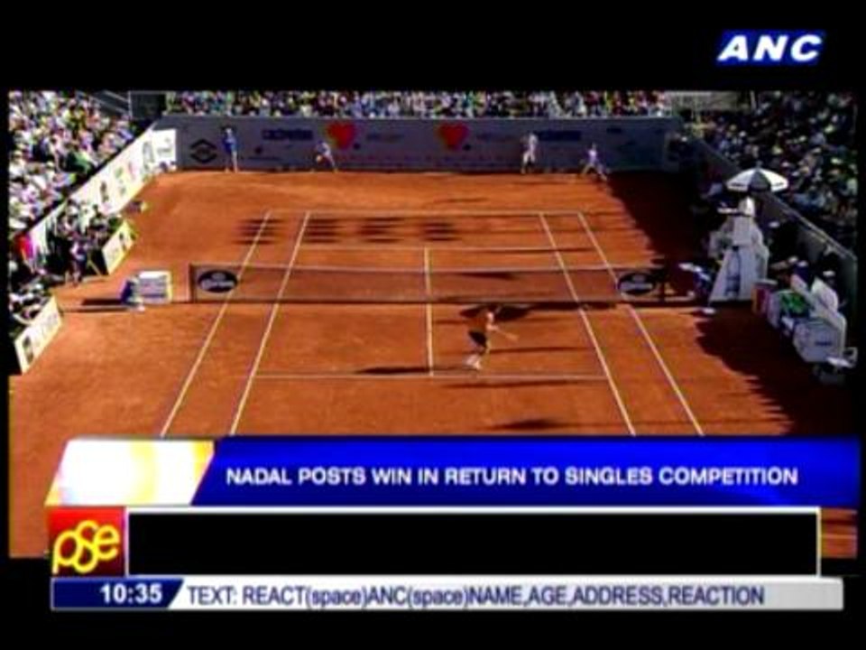 Nadal posts win in return to singles competition
