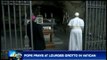 Pope prays at Lourdes Grotto in Vatican