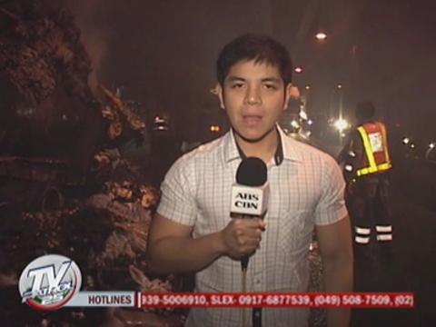14-wheeler truck catches fire along SLEX