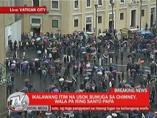 Still no pope; black smoke billows from chimney again