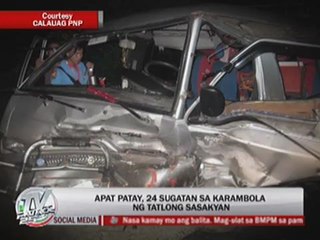 4 dead, 24 hurt in three-car crash in Quezon