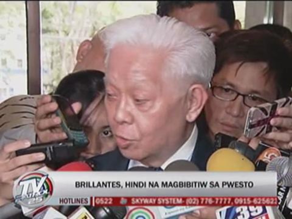Brillantes decides not to quit post