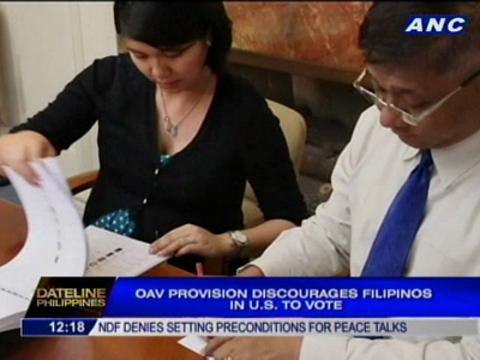 OAV provision discourages Filipinos in U.S. to vote