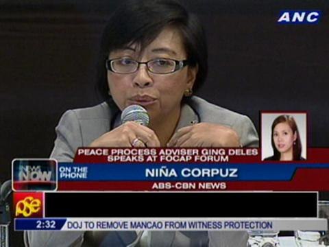 Peace process adviser Ging Deles, PH peace panel appear at FOCAP forum